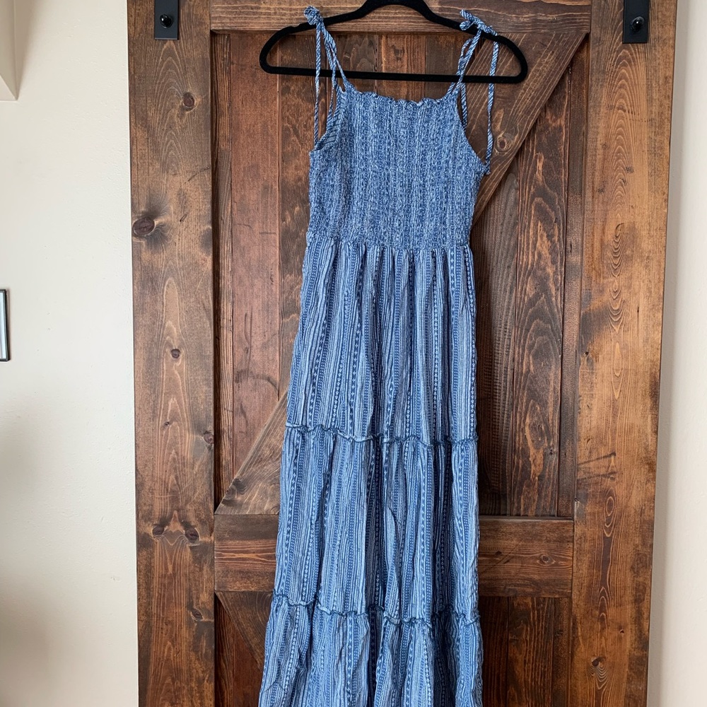 Blue striped Spaghetti Strap Maxi dress